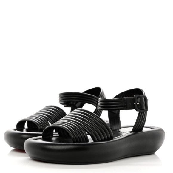 Christian Louboutin Manolasummer black leather sandal flats - Picture 2 of 9